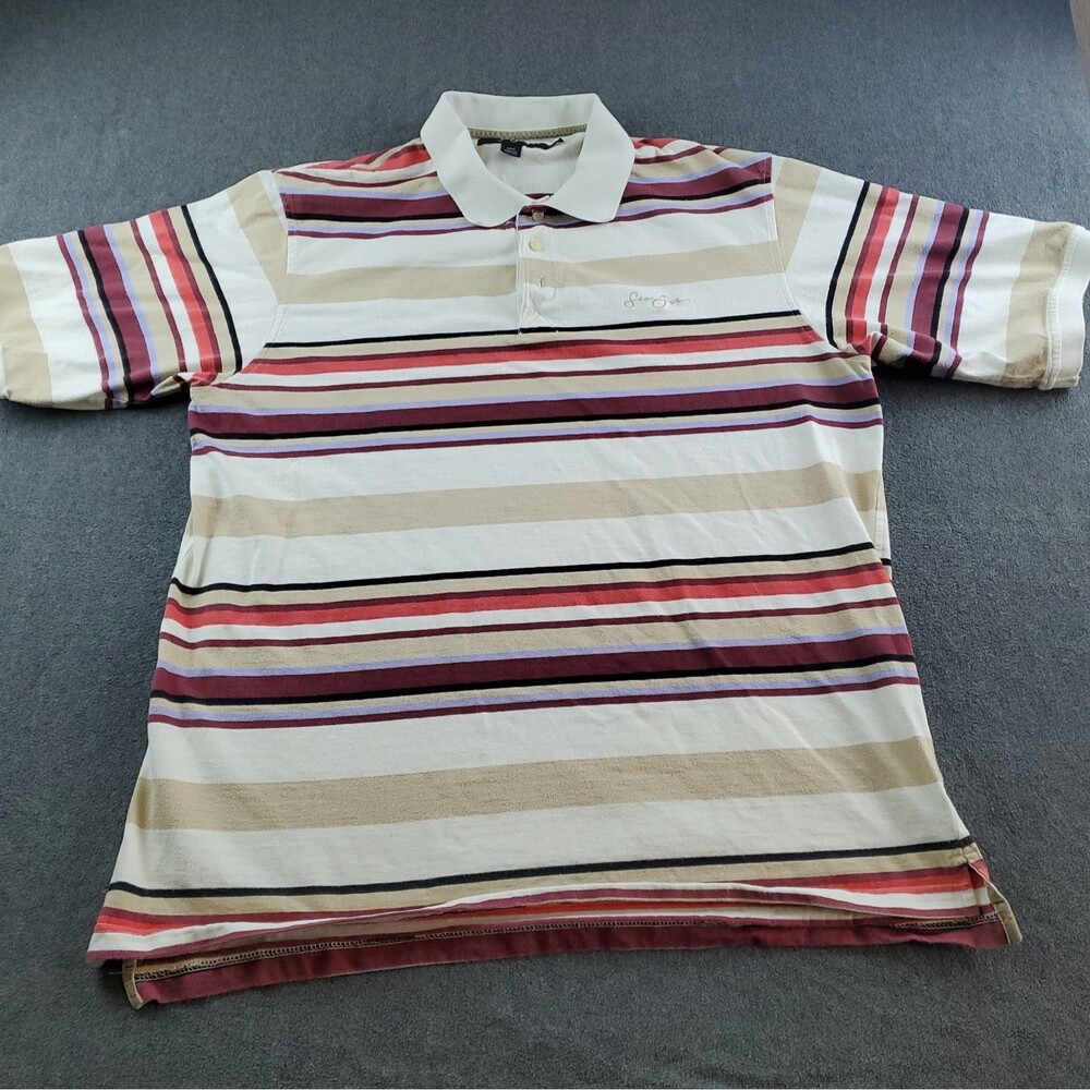 Vintage Y2K Sean John Striped Polo Shirt Mens Size 2XL Multicolor